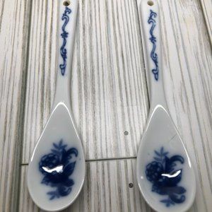 Set of 2 Blue Delft Ceramic Spoons 5"